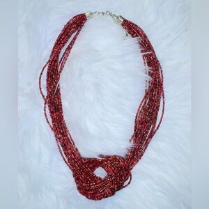 Elegant Red Beaded Necklace